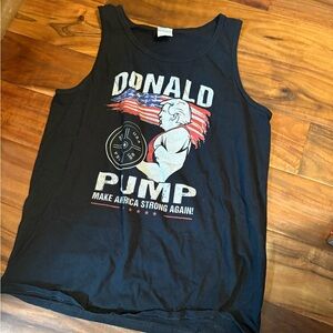 Donald pump trump make America strong again Port & Co Black Tank Top size m 0168
